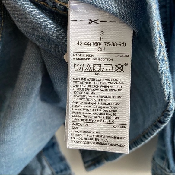 Gap Two Pocket Western Denim Button down Shirt Medium Indigo - Picture 11 of 14